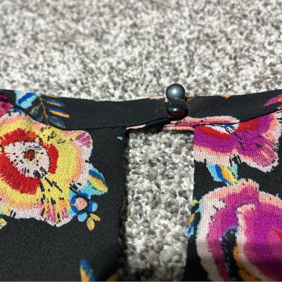 Lily Rose Floral Print Dress Womens Medium Cold Shoulder Black Multicolored - Picture 10 of 10